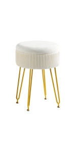 Mid Century Modern Velvet Upholstered Pleated Round Footrest Stool Ottoman with Metal Legs, Home ... | Amazon (US)