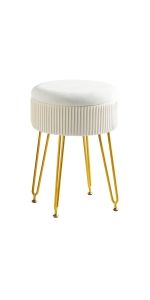 Mid Century Modern Velvet Upholstered Pleated Round Footrest Stool Ottoman with Metal Legs, Home ... | Amazon (US)