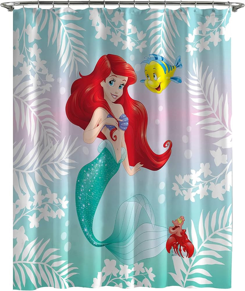 Jay Franco Disney The Little Mermaid Ariel & Flounder Shower Curtain & Easy Care Fabric Kids Bath... | Amazon (US)