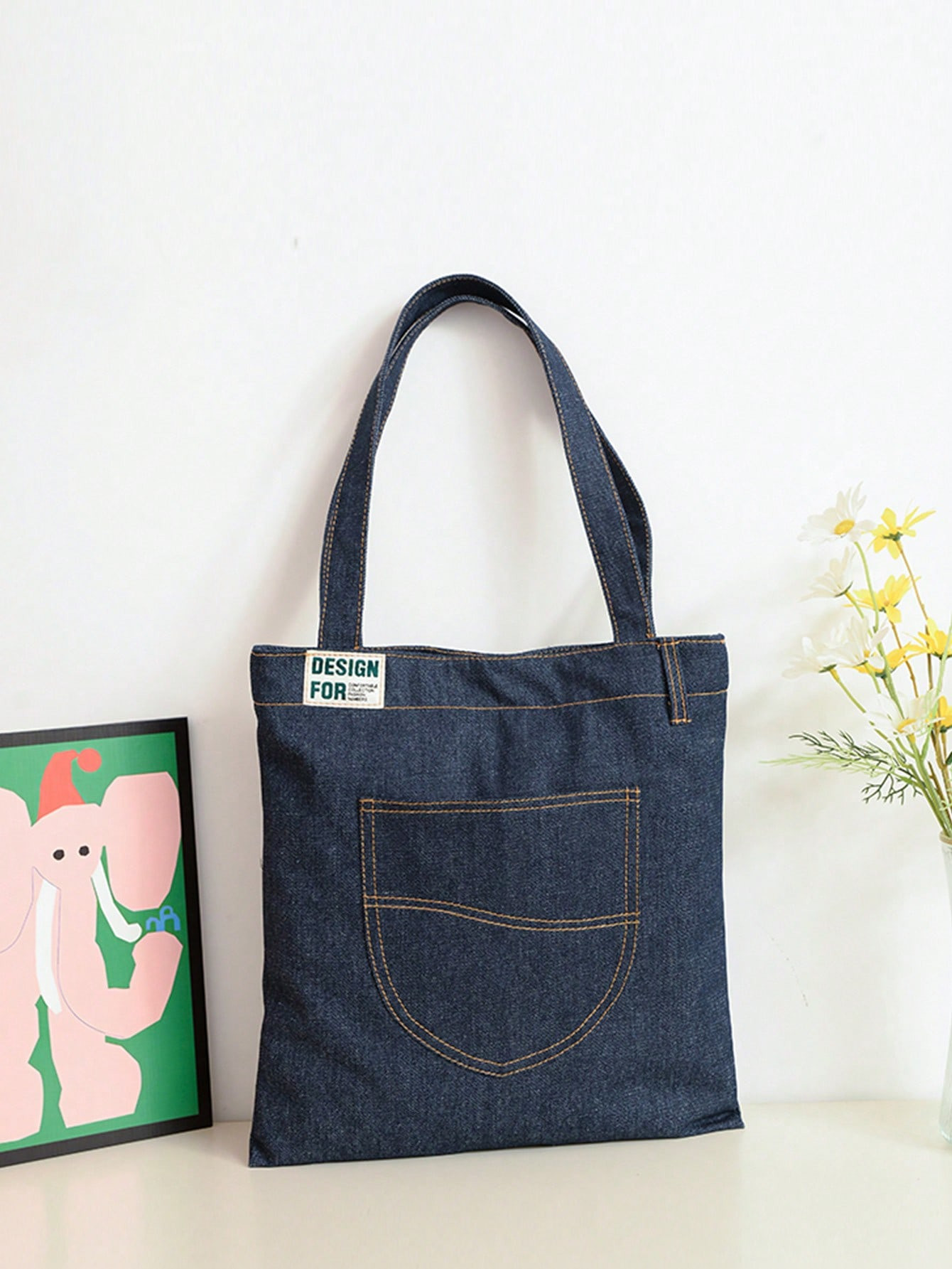 1 PCS Denim Shoulder Totes Women Handbags Jeans Bags Casual Large Capacity Purse Female Fashion S... | SHEIN