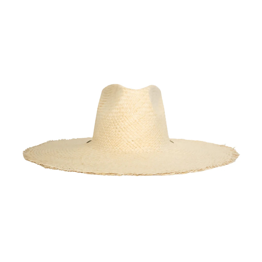 Natural Wide Brimmed Palm Fringe Hat (Straps Sold Separately) | Sunshine Tienda