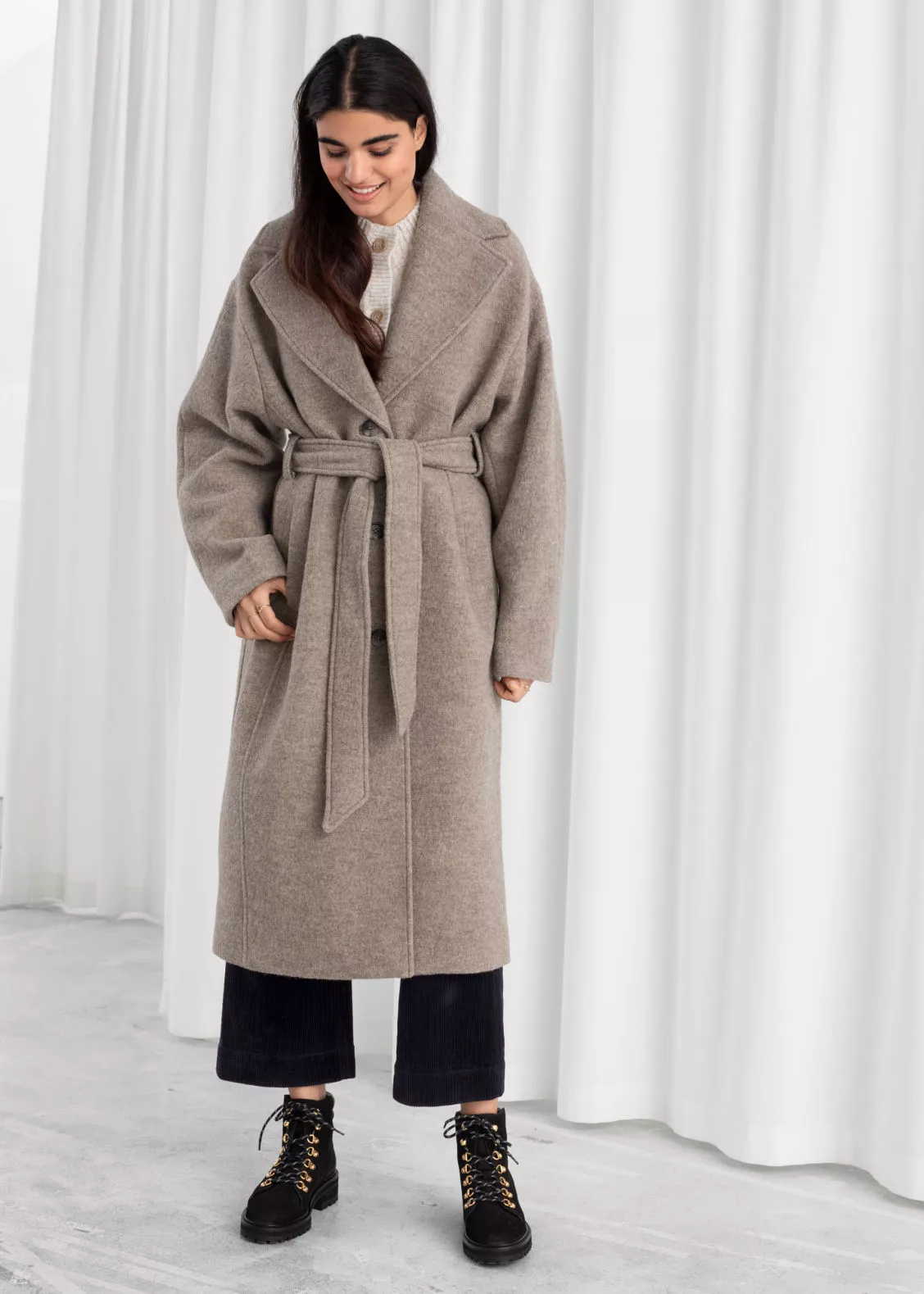 And other stories oversized belted hot sale wool coat