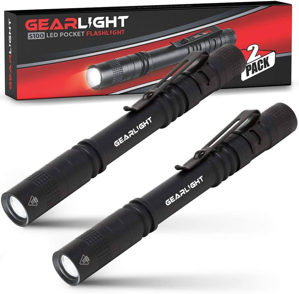 GearLight S100 LED Pocket Pen Light- 2 Small, Compact Flashlights with Clip for Tight Spaces, Pol... | Amazon (US)