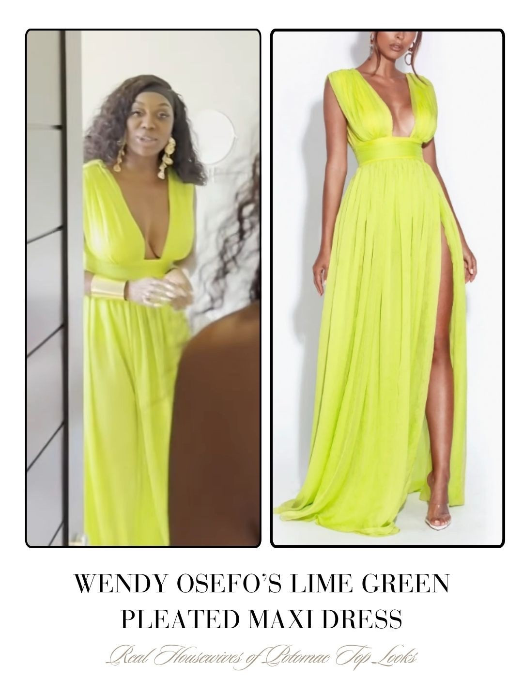 Wendy Osefo’s Lime Green Pleated Maxi Dress 