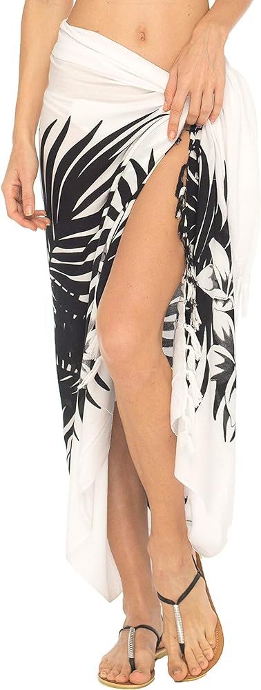 SHU-SHI Womens Beach Swimsuit Cover Up Palm Tree Sarong Wrap with Coconut Clip | Amazon (US)