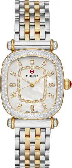 Caber Isle Diamond Dial Diamond Two-Tone Watch Head & Bracelet, 32mm | Nordstrom