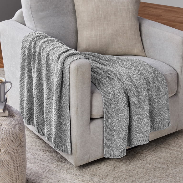 Mainstays Chenille Oversized Couch Throw Blanket, Soft Silver, 50 x 72 in | Walmart (US)