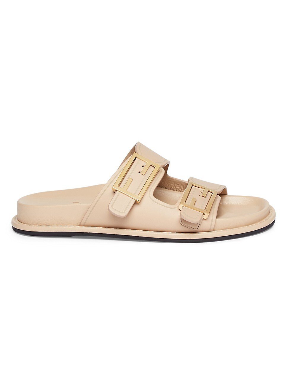 Fendi Feel Buckle Leather Slides | Saks Fifth Avenue
