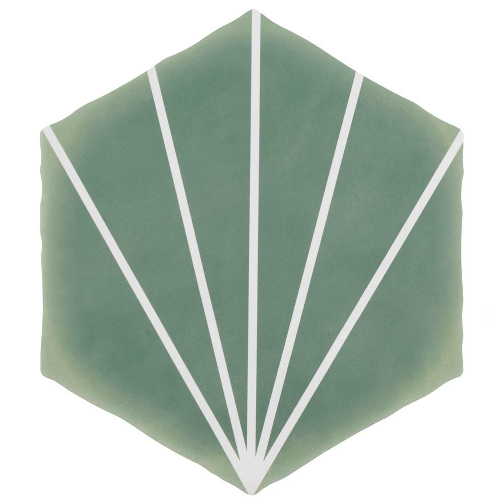 Merola Tile Palm Starburst Hex Green 6 in. x 7 in. Porcelain Floor and Wall Tile (2.97 sq. ft./Case) | The Home Depot