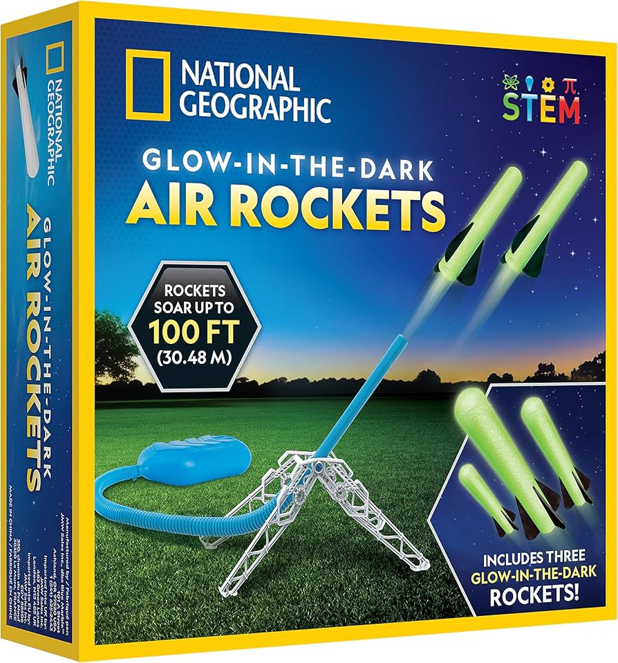 National Geographic Air Rocket Launcher Toy - Launch Glow in The Dark Rockets up to 100 Feet, Kid... | Amazon (US)