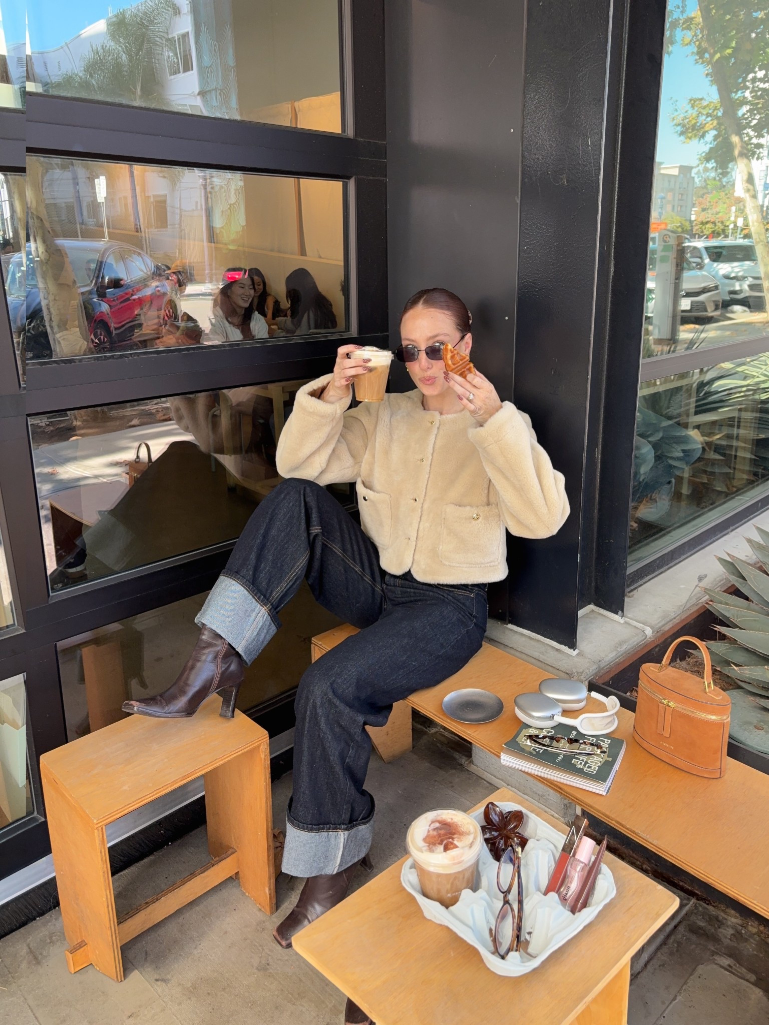 cozy coffee outfit — fuzzy teddy cropped jacket, baggy dark wash jeans, square toe fall boots

#LTKGiftGuide #LTKHoliday #LTKSeasonal