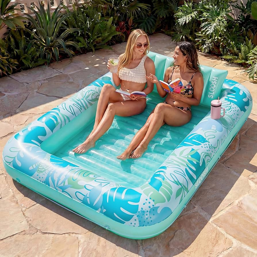 SLOOSH Inflatable Tanning Pool Lounger Float,85" x 57" Extra Large Pool Floats Adult with Pillow,... | Amazon (US)