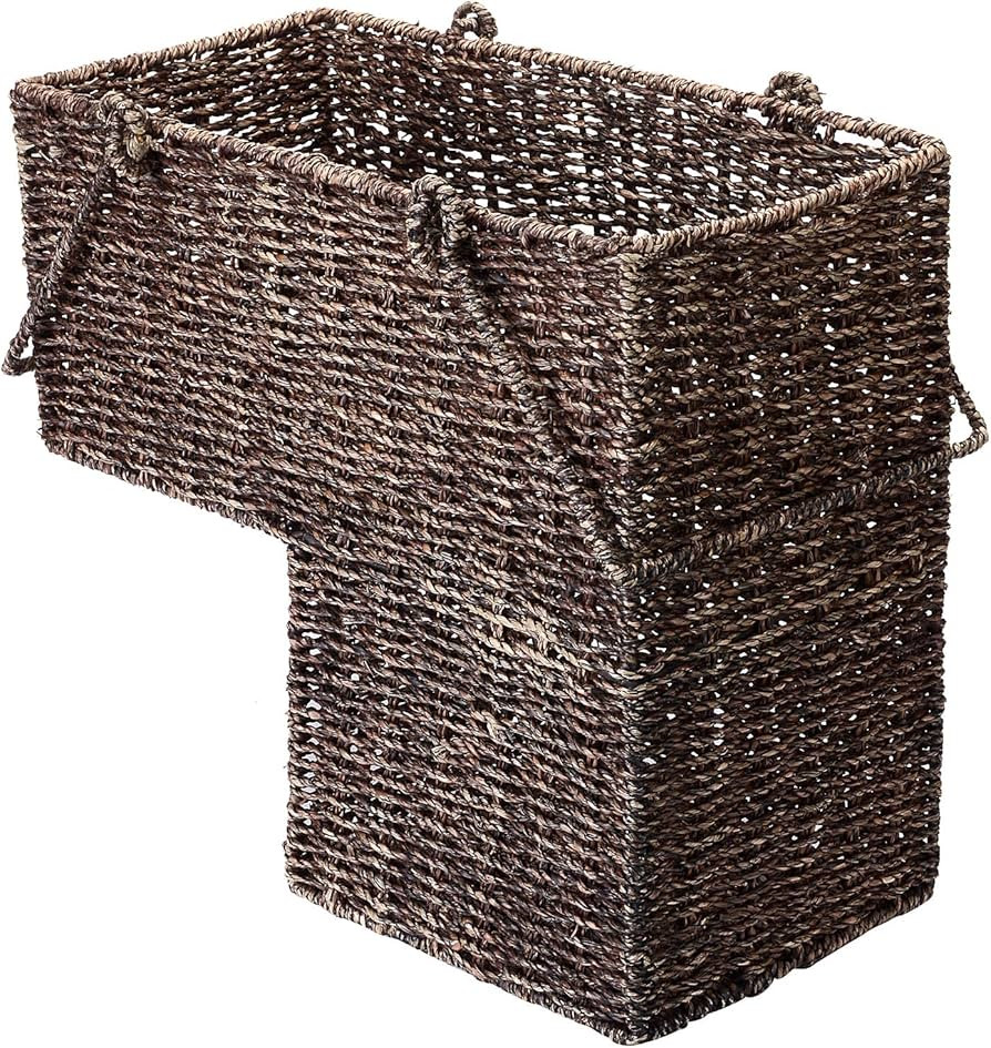 Villacera 14-Inch Wicker Stair Case Basket with Handles | Handmade Woven Seagrass in Brown | Amazon (CA)
