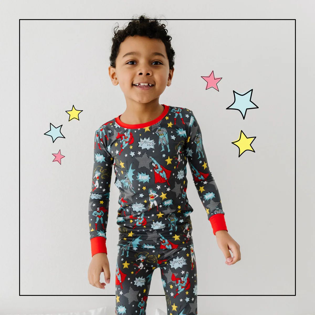 Gray Justice League™ Two-Piece Pajama Set | Little Sleepies