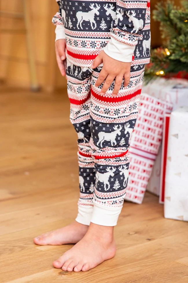Kids Holly And Jolly Charcoal Christmas Print Pajama Set | Pink Lily