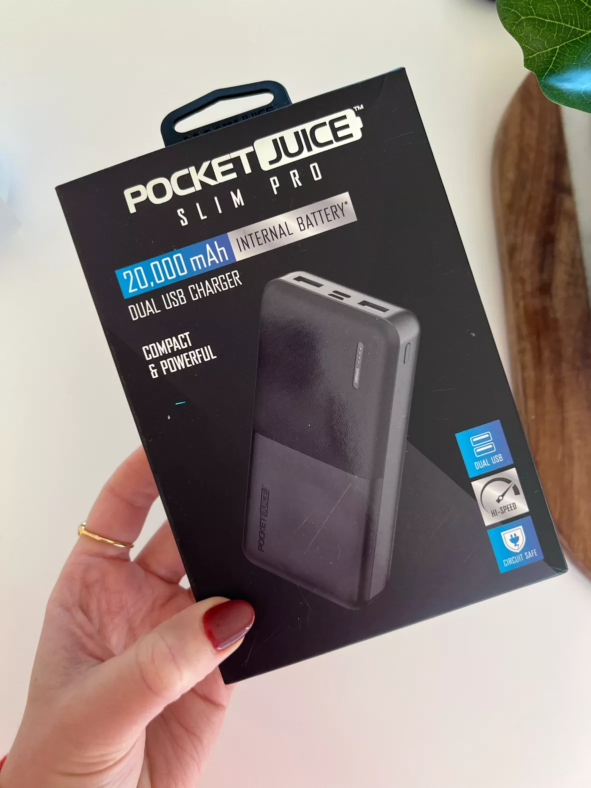Pocket Juice Slim Pro 20,000mAh, Portable Power Bank and Charger with Dual  USB Ports, Black