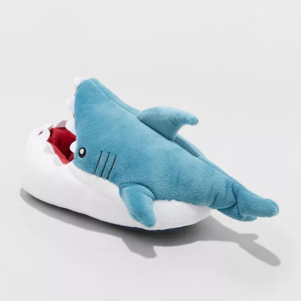 Boys' Knox Shark Plush Critter Bootie Slippers - Cat & Jack™ Blue | Target