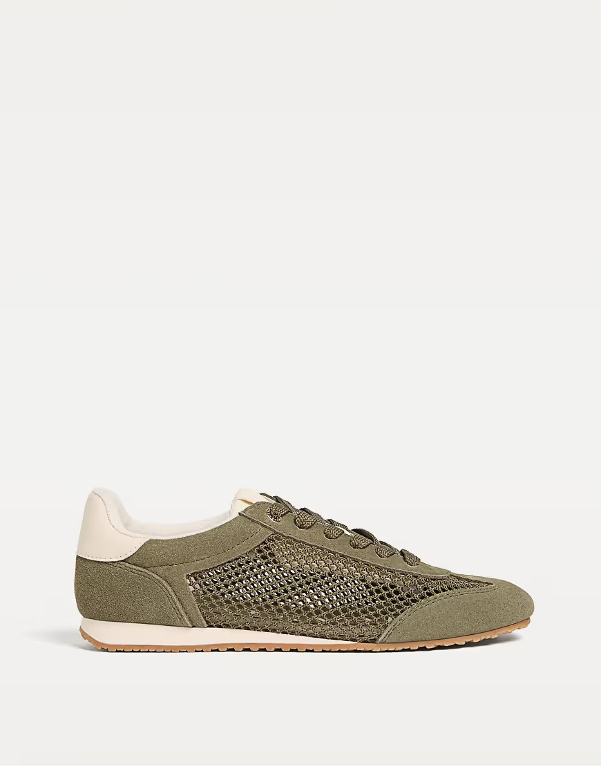 Stradivarius Openwork trainers in khaki-Green | ASOS (Global)