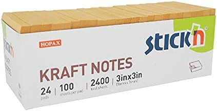 Stick'n Sticky Notes, 3 in x 3 in, 100 Sheets/Pad, 24 Pads/Pack, Kraft Paper | Amazon (US)