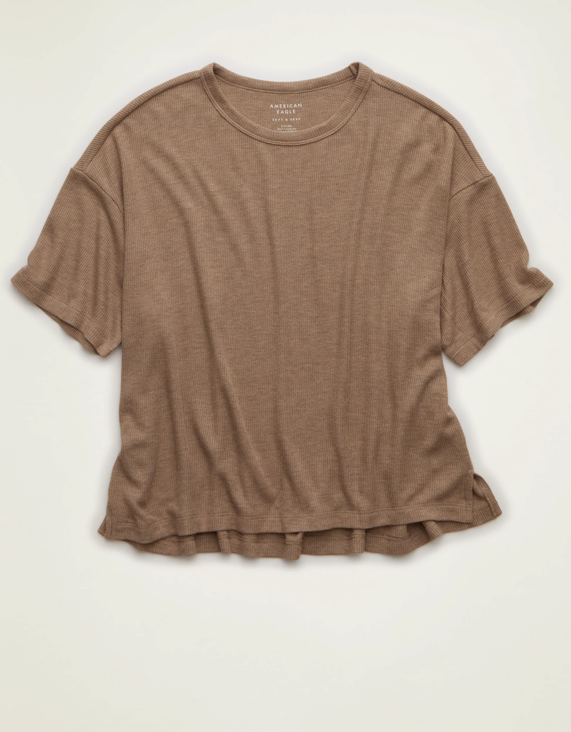 AE Soft & Sexy Waffle Crew Neck Tee | American Eagle Outfitters (US & CA)