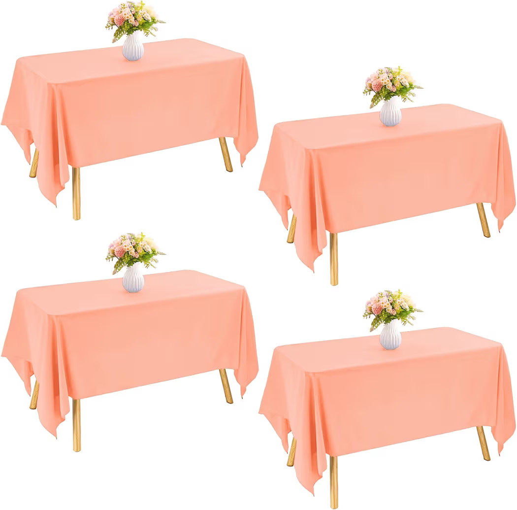 4 Pack Rectangle Tablecloth for 6 Foot Tables Washable Polyester Table Cover for Wedding Dining T... | Amazon (US)