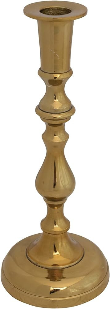 Creative Co-Op 3-1/2"Round x 9-1/4"H Embossed Aluminum Taper Holder, Gold Finish | Amazon (US)