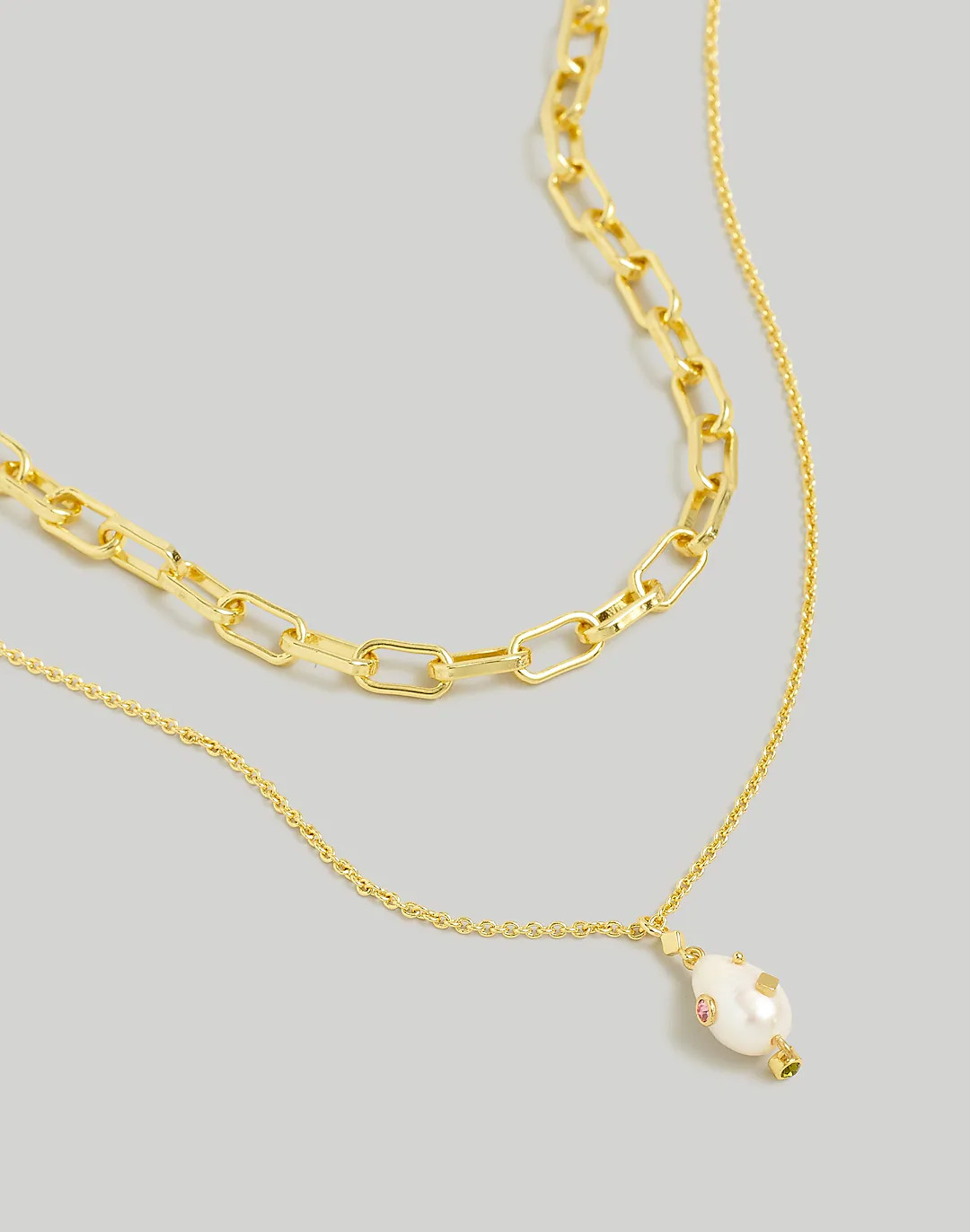 Two-Pack Studded Freshwater Pearl Necklace Set | Madewell