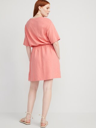 Waist-Defined Slub-Knit Mini Dress for Women | Old Navy (US)