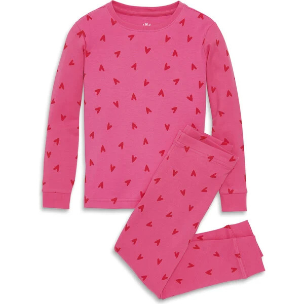 Kids Organic Long Sleeve Pj Set In Lollipop Hearts, Gumball Hearts - Primary Sleepwear | Maisonet... | Maisonette