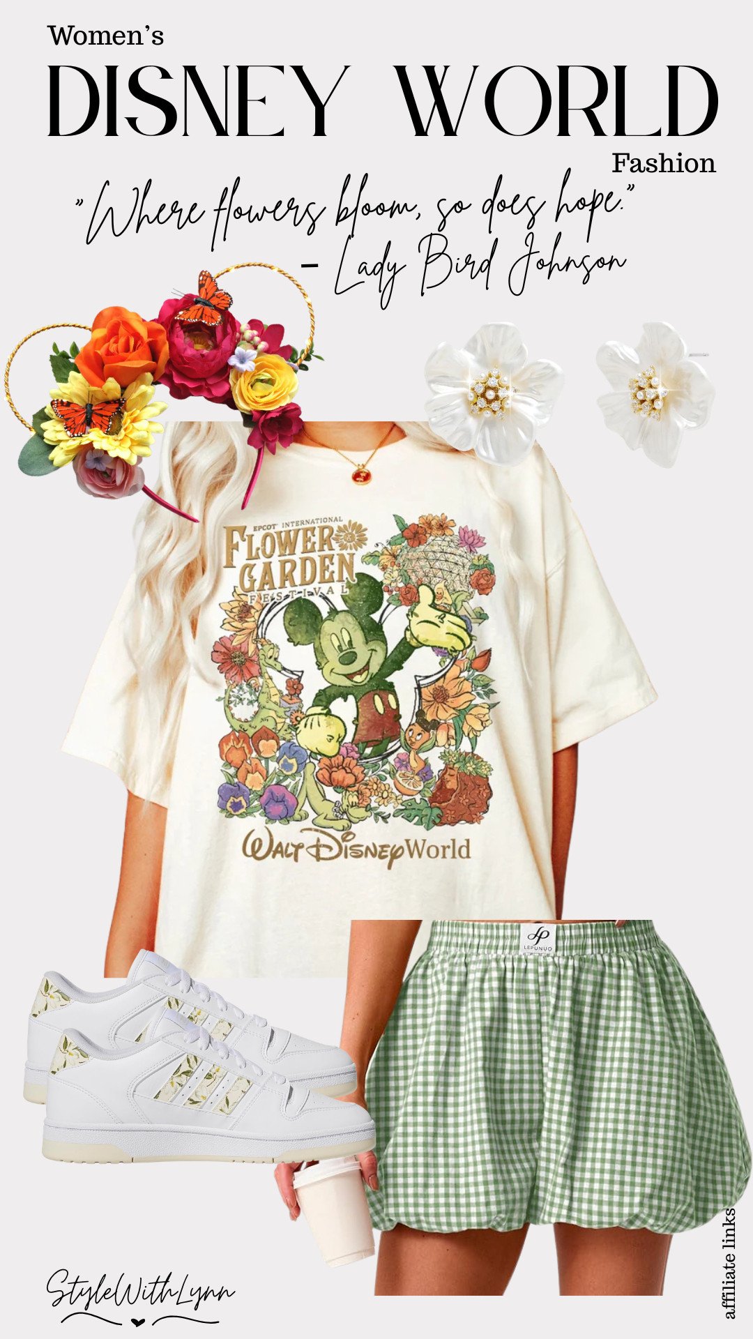 EPCOT days just hit different during Flower & Garden Festival.🌼🌿✨

This Mickey festival tee gives vintage vibes, dreamy florals, and that classic Walt Disney World magic. I paired it with the cutest green gingham bubble skort, floral-accent Adidas sneakers for all the steps, and statement bloom earrings to tie it all together.

It’s giving: strolling World Showcase, iced coffee in hand, stopping for every topiary photo op.

🌼 Everything is linked in my LTK 🤍

#epcotflowerandgarden #disneyworldoutfit #disneystyle #disneyfashion #disneywomen #springatdisney #epcotstyle #waltdisneyworld #disneygraphictee #disneyparksstyle #ginghamskirt #flowerandgardenfestival #disneycreator #themeparkoutfit #disneyboundinspo #stylewithlynn


epcot flower and garden outfit, flower and garden festival outfit, disney world spring outfits, women’s disney world fashion, mickey flower and garden shirt, disney graphic tee women, green gingham skirt outfit, disney park outfit ideas, epcot festival style, disney vacation outfits women, comfortable disney park outfit, floral disney outfit, disney influencer outfit, spring disney fashion, walt disney world women’s style 

 #LTKootd #LTKTravel
