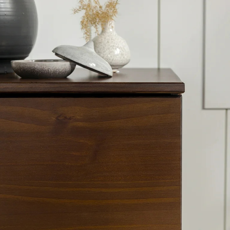 Walker Edison 20” Contemporary Vertical Drawer Pulls Solid Wood Nightstand,  Walnut - Walmart.c... | Walmart (US)