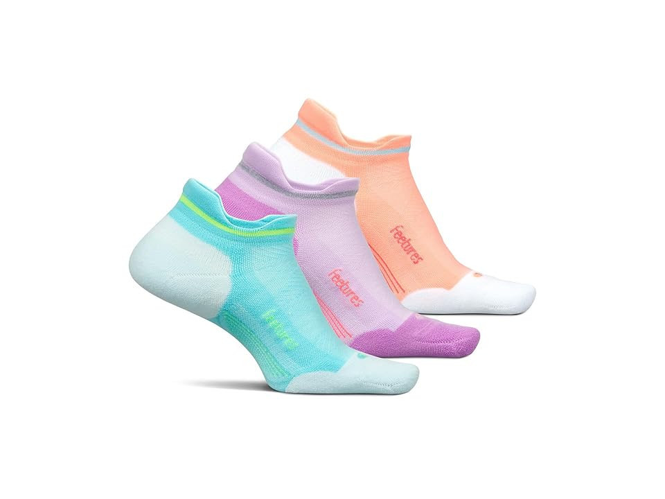Feetures Elite Ultra Light No Show Tab 3-Pair Pack No Show Socks Shoes Aqua Surf/Orchid Sunset/Vibrant Reef, Nylon/Spandex | Zappos