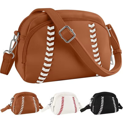 FATMOON Baseball Crossbody Purses for Women Mom Sport Small Baseball Shoulder Bag Vegan Leather Softball Handbags - Brown | Target