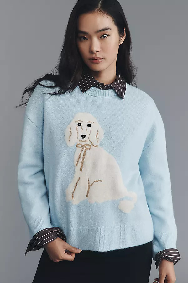 Maeve Crew-Neck Dog Icon Pullover Sweater | Anthropologie (US)