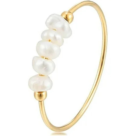 Freshwater Pearl Ring for women,Dainty Minimalistic 316L Stainless Steel Gold Stacking Statement Wedding Finger Pearl Rings Holiday Gift for Women | Walmart (US)