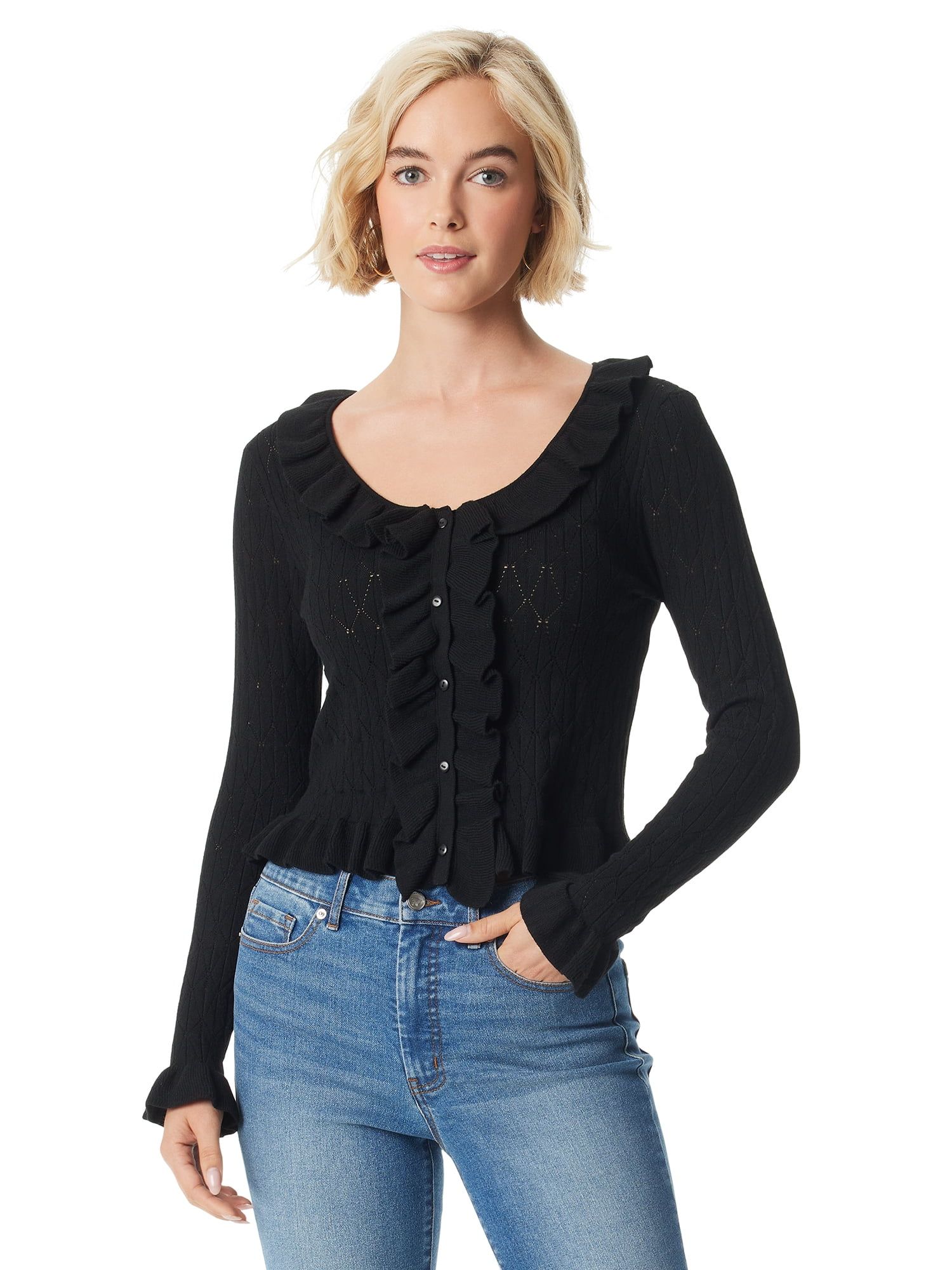 Jessica Simpson Women's and Women's Plus Skylar Pointelle Pullover Sweater | Walmart (US)