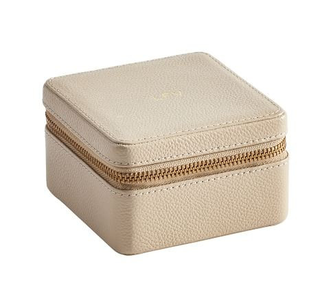 Quinn Foil-Debossed Leather Petite Travel Box - 4" x 4" | Pottery Barn (US)