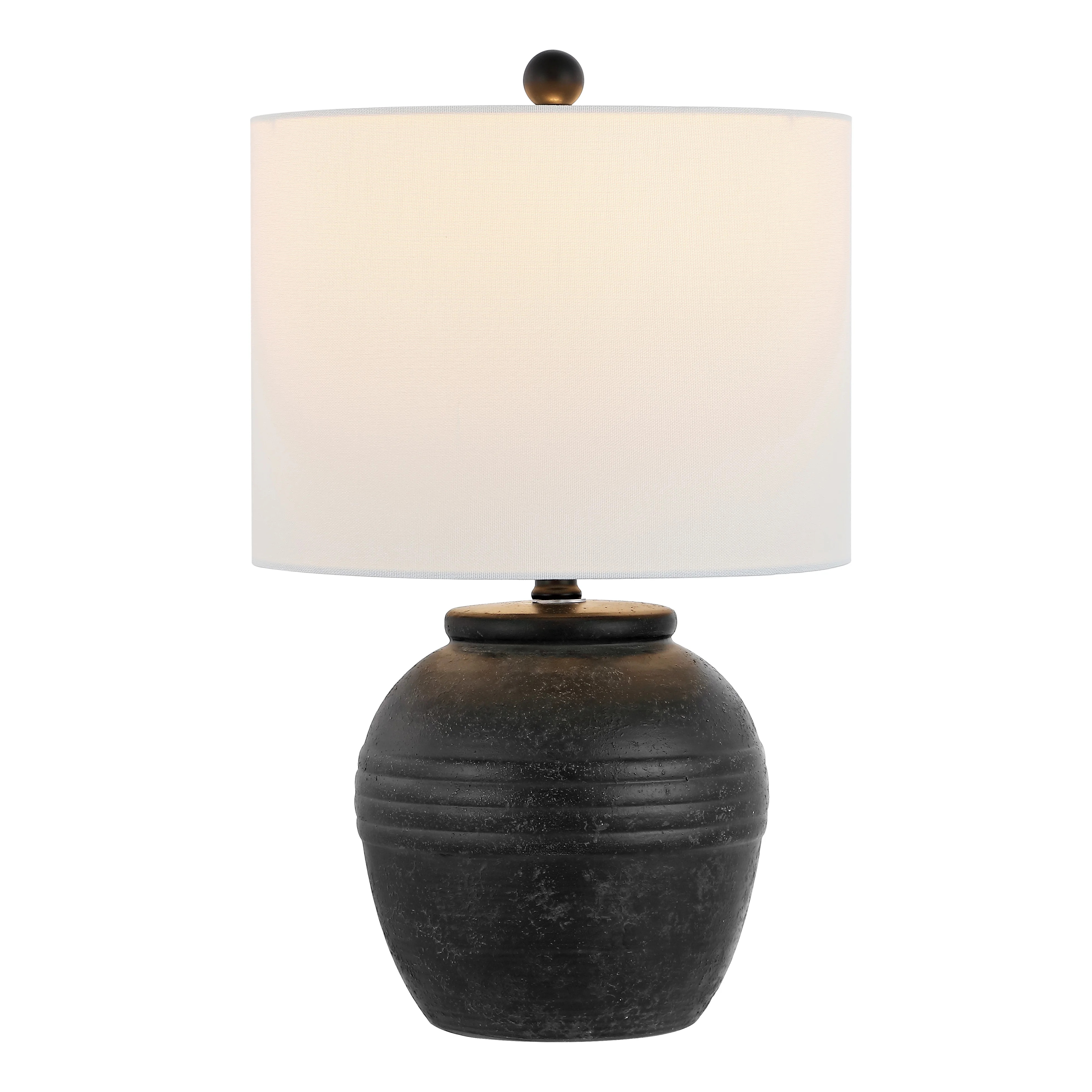 SAFAVIEH Naturi 20 in. Modern Black Ceramic Table Lamp with White Cotton Shade - Walmart.com | Walmart (US)