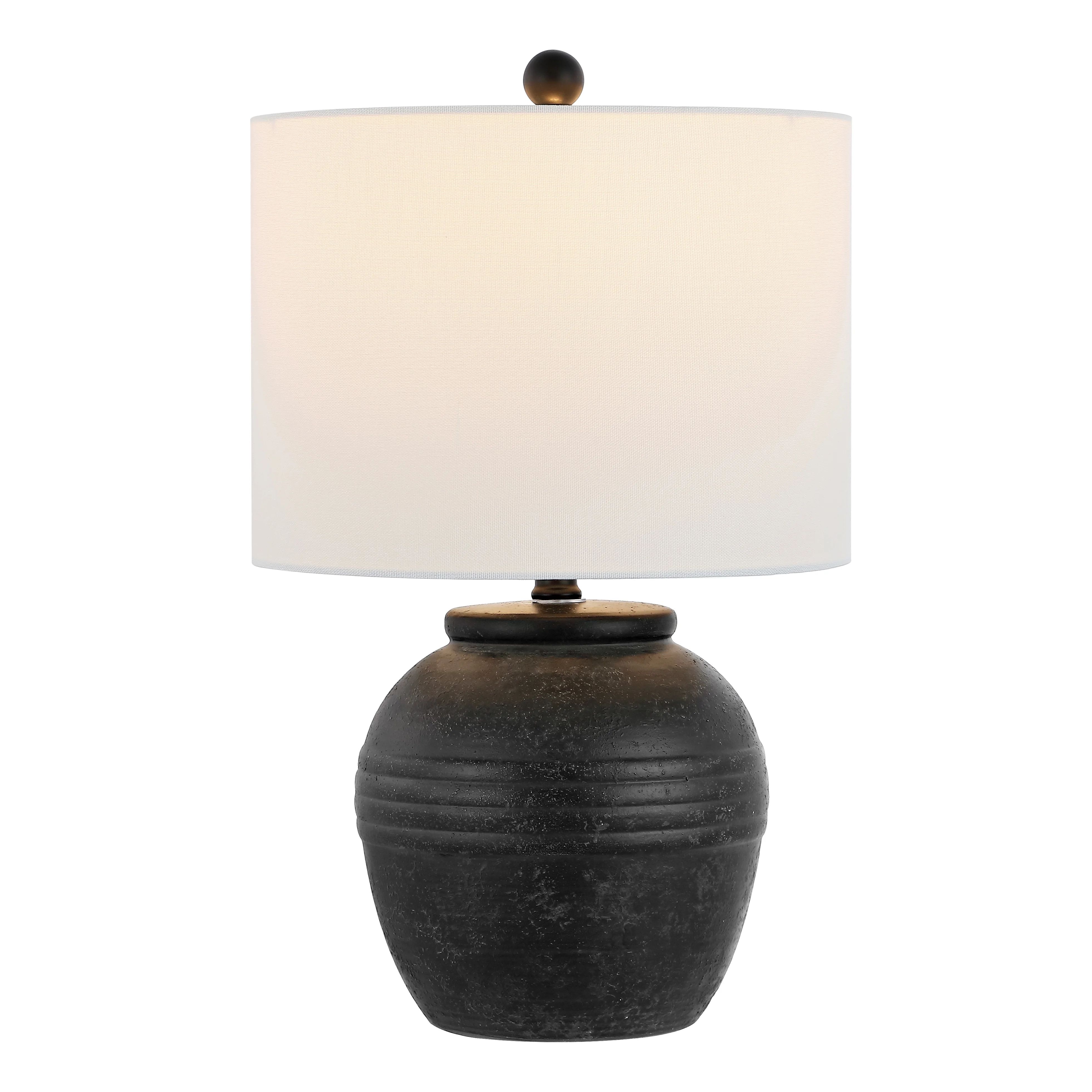 SAFAVIEH Naturi 20 in. Modern Black Ceramic Table Lamp with White Cotton Shade | Walmart (US)