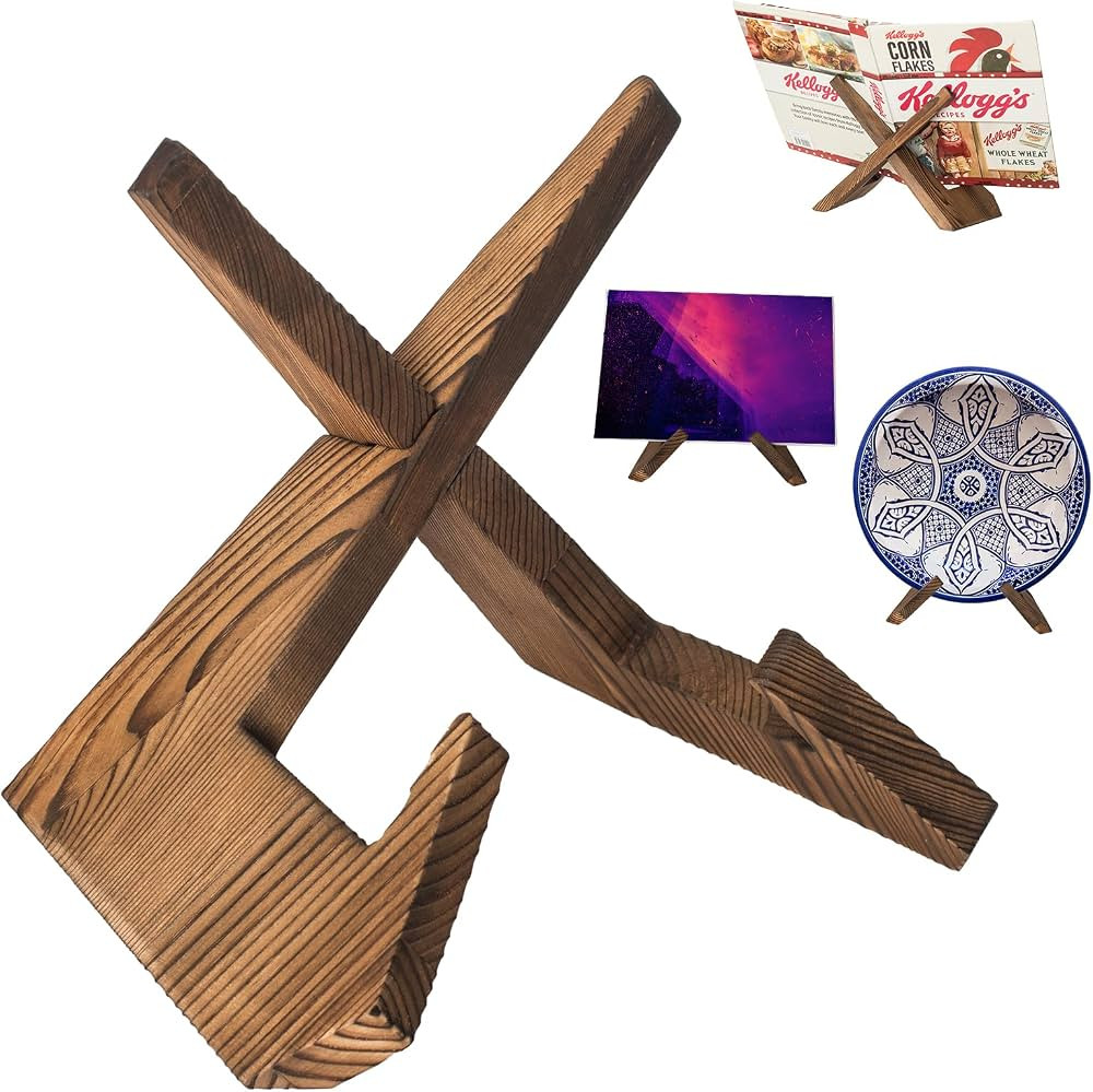 Cookbook Stand Holder Display Wooden: Rustic Wood Design - Adjustable Multifunctional Display Sta... | Amazon (US)