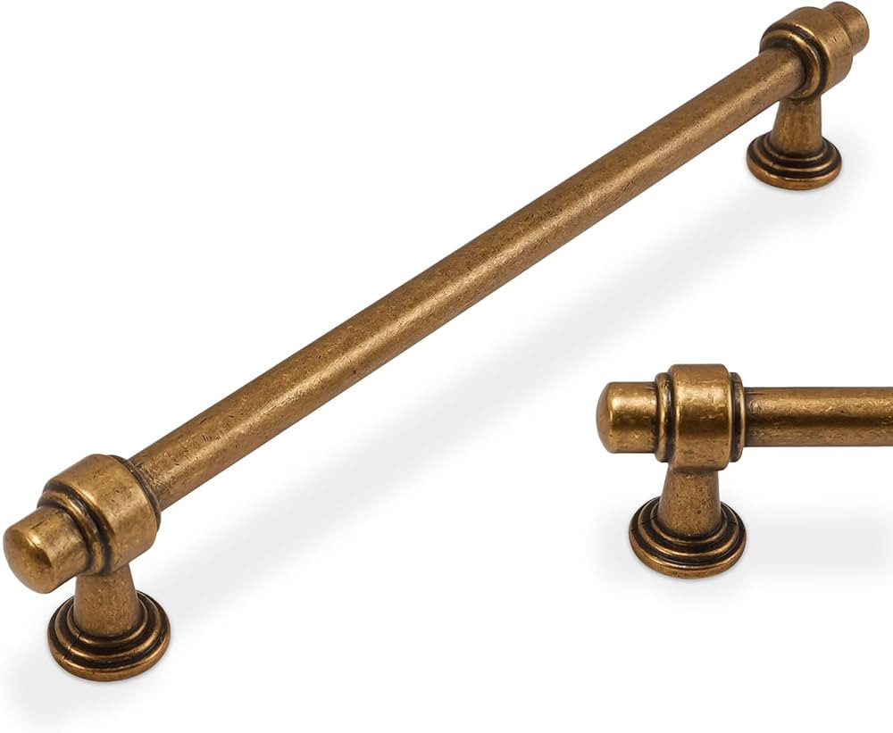 10 Pack 7.5 inch(192mm) Antique Brass Kitchen Cabinet Handles Cabinet Pulls Vintage Drawer Pulls ... | Amazon (US)