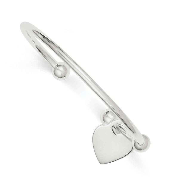 Versil Sterling Silver 3mm Heart Bangle Bracelet | Bed Bath & Beyond