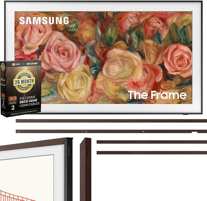 SAMSUNG LS03D 50 inch The Frame QLED 4K Smart TV 2024 w/Customizable Bezel Modern Brown + 4K HDMI... | Amazon (US)