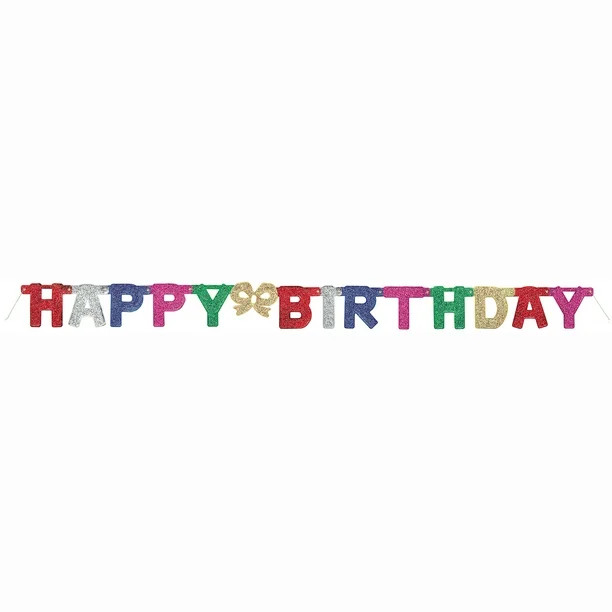 Glitter "Happy Birthday" Banner, 12ft | Walmart (US)