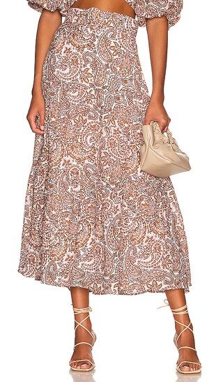 Jedda Belted Midi Skirt in Paisley | Revolve Clothing (Global)