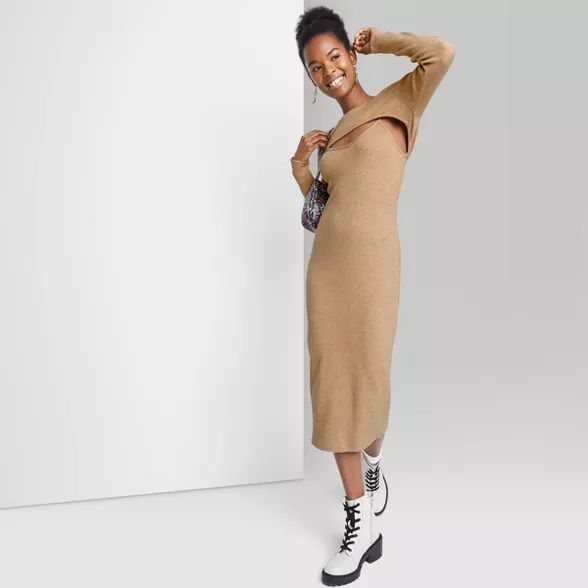 Women's Long Sleeve Bodycon Sweater Dress & Shrug Set - Wild Fable™ | Target