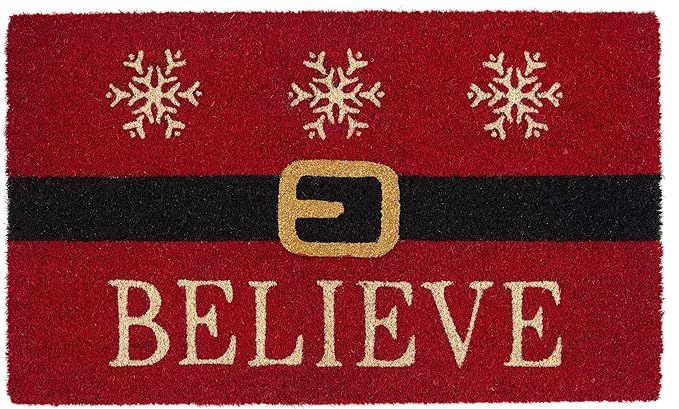 DII Christmas Welcome Mat Outdoor Natural Coir Doormat & Porch Décor, 17x29, Believe Santa | Amazon (US)