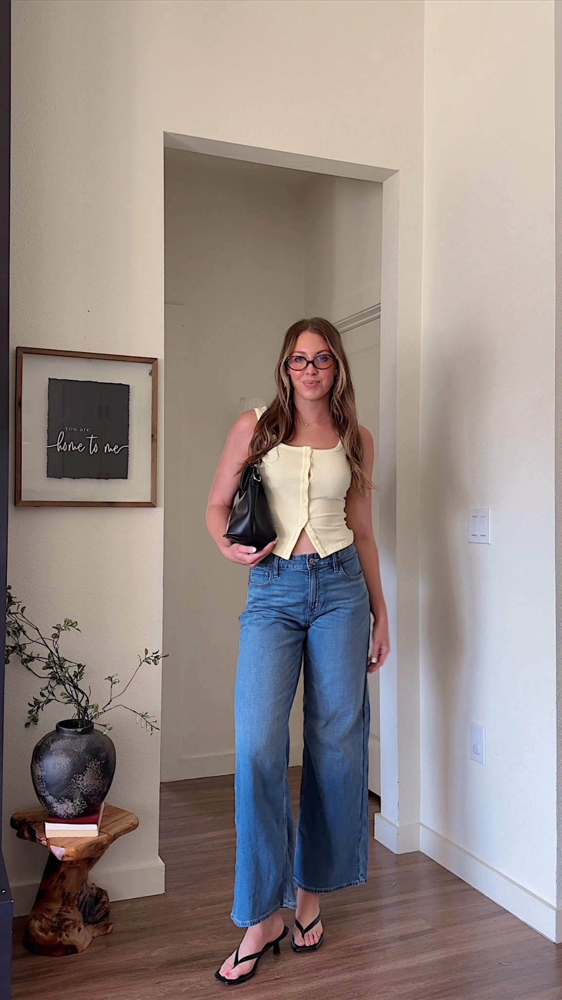 Elevated casual spring outfit idea! If you’re a rectangle body type, this top is a must have! The square neck & flare at the bottom instantly give shape to rectangle body types. I’m 5’10 wearing a small in top & 27 tall in jeans 

#LTKSeasonal #LTKgrwm #LTKTall