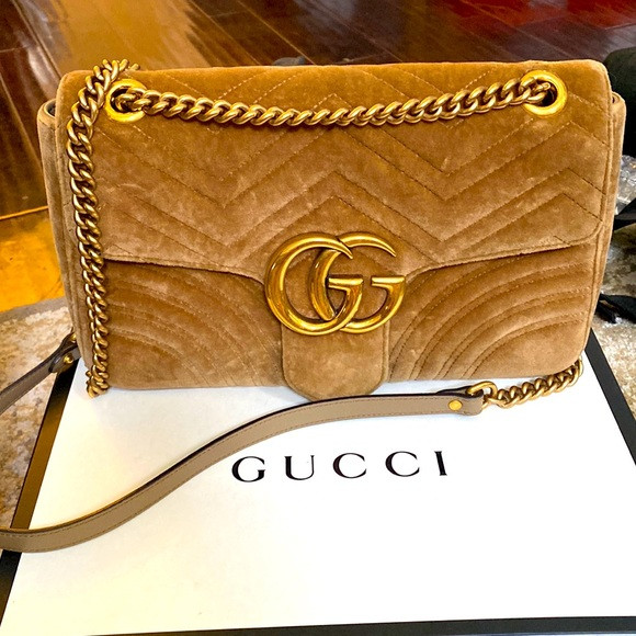 Gucci Marmont Brown Velvet Shoulder bag | Poshmark