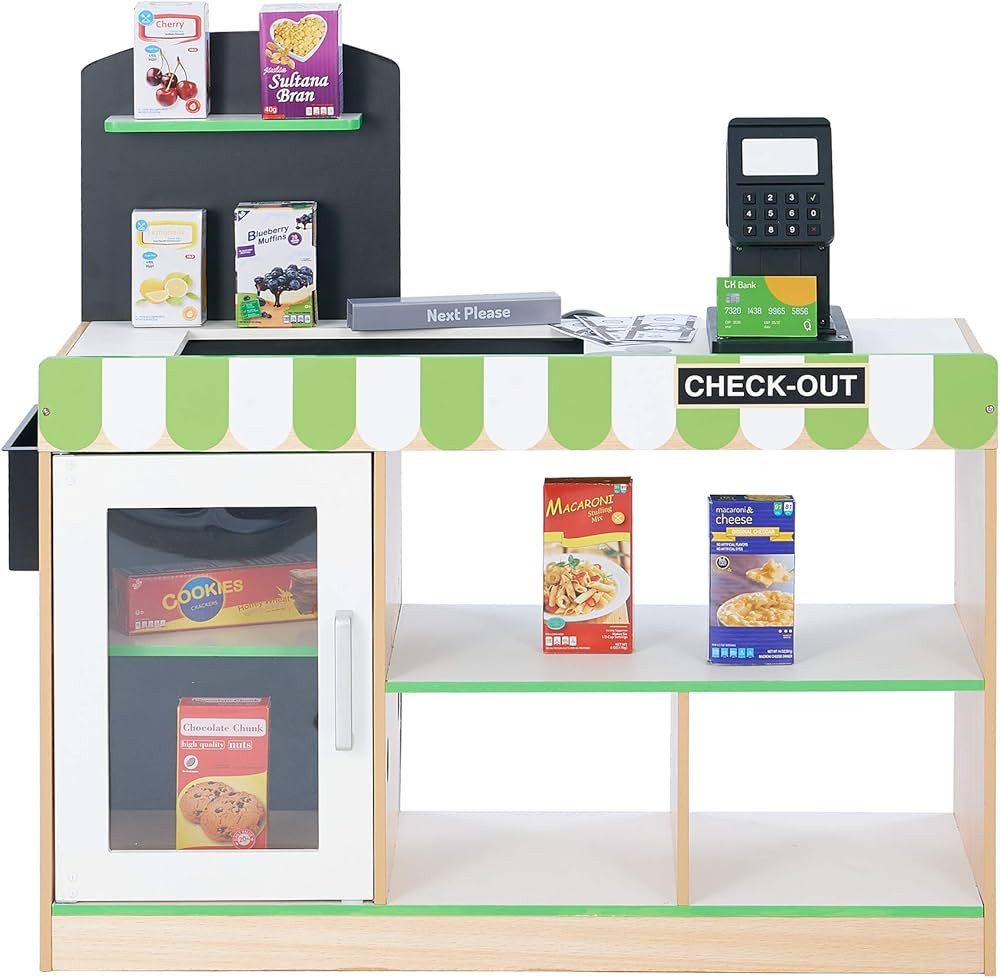 Teamson Kids Cashier Austin Interactive Wooden Play Market Stand with Lights and Sounds, Manual C... | Amazon (US)